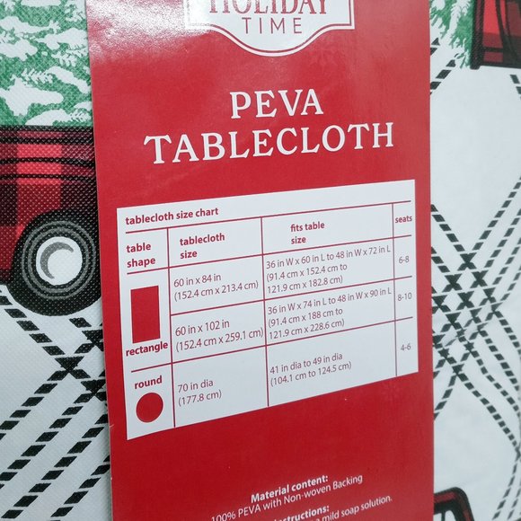 Holiday Time Peva Tablecloth 70" Round Farm Truck + Christmas Tree Print - Picture 5 of 6